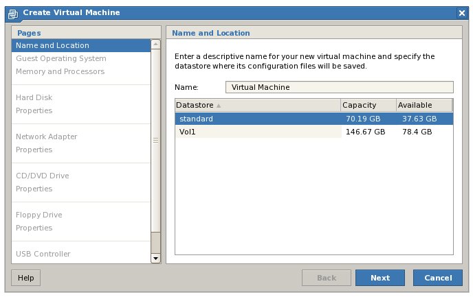 The VMware Server 2.0 New Virtual Machine wizard